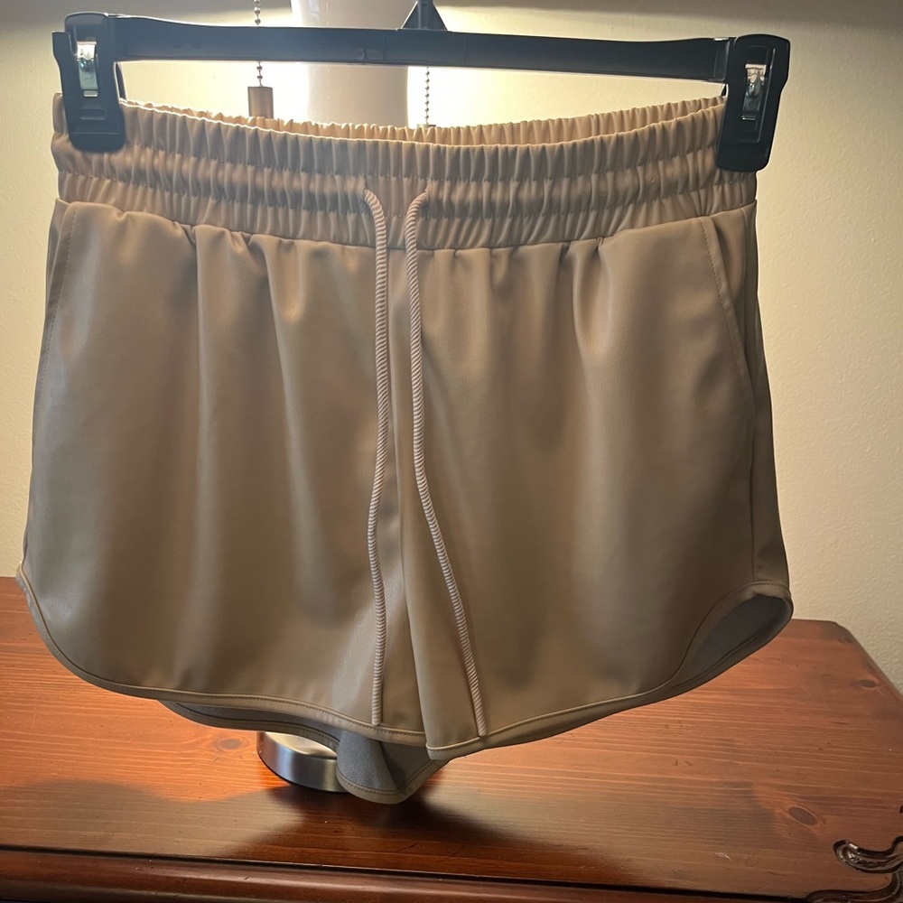Seven pleather beige shorts size S